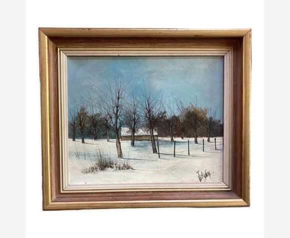 Huile sur toile l'hiver Jean Claude Brulere.