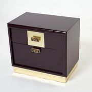 Pair of brass plum lacquer bedside tables Luciano Frigerio Italy 1970