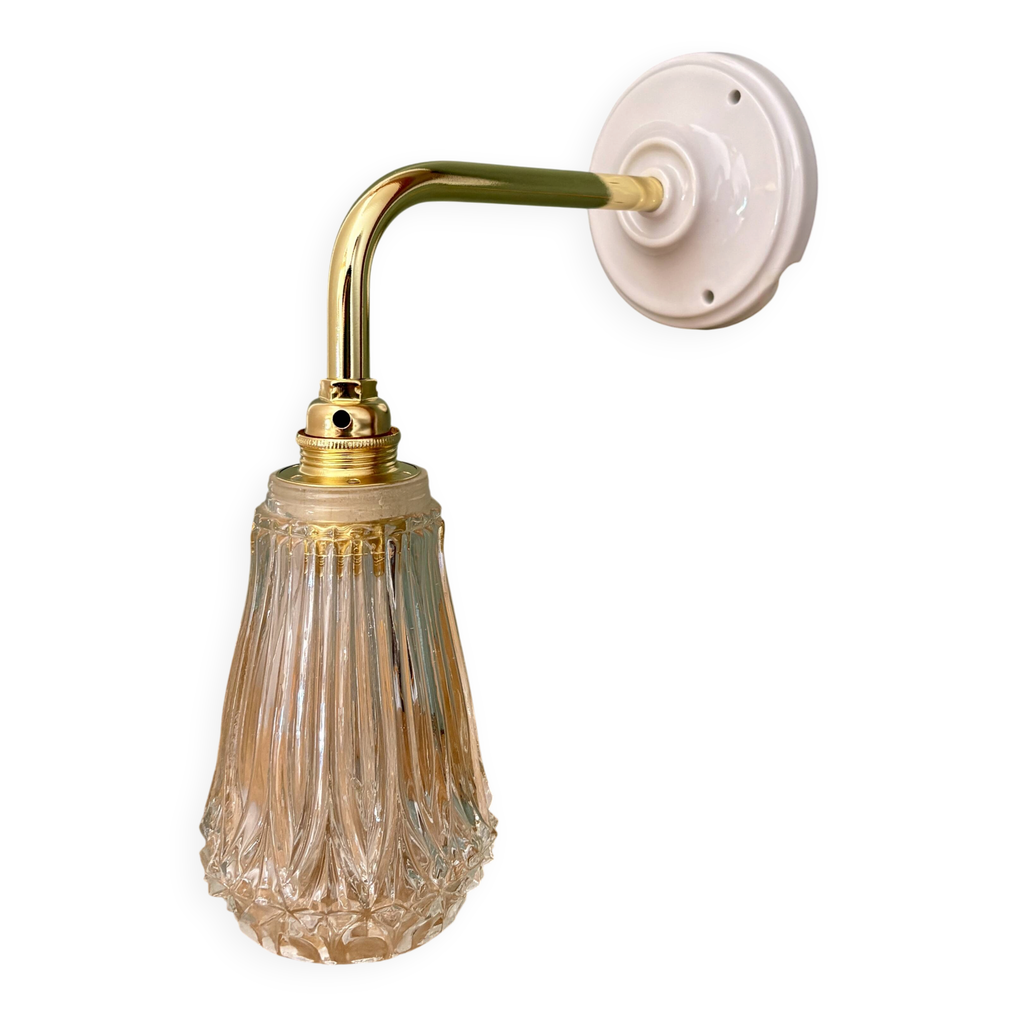 Vintage cut glass tulip wall light