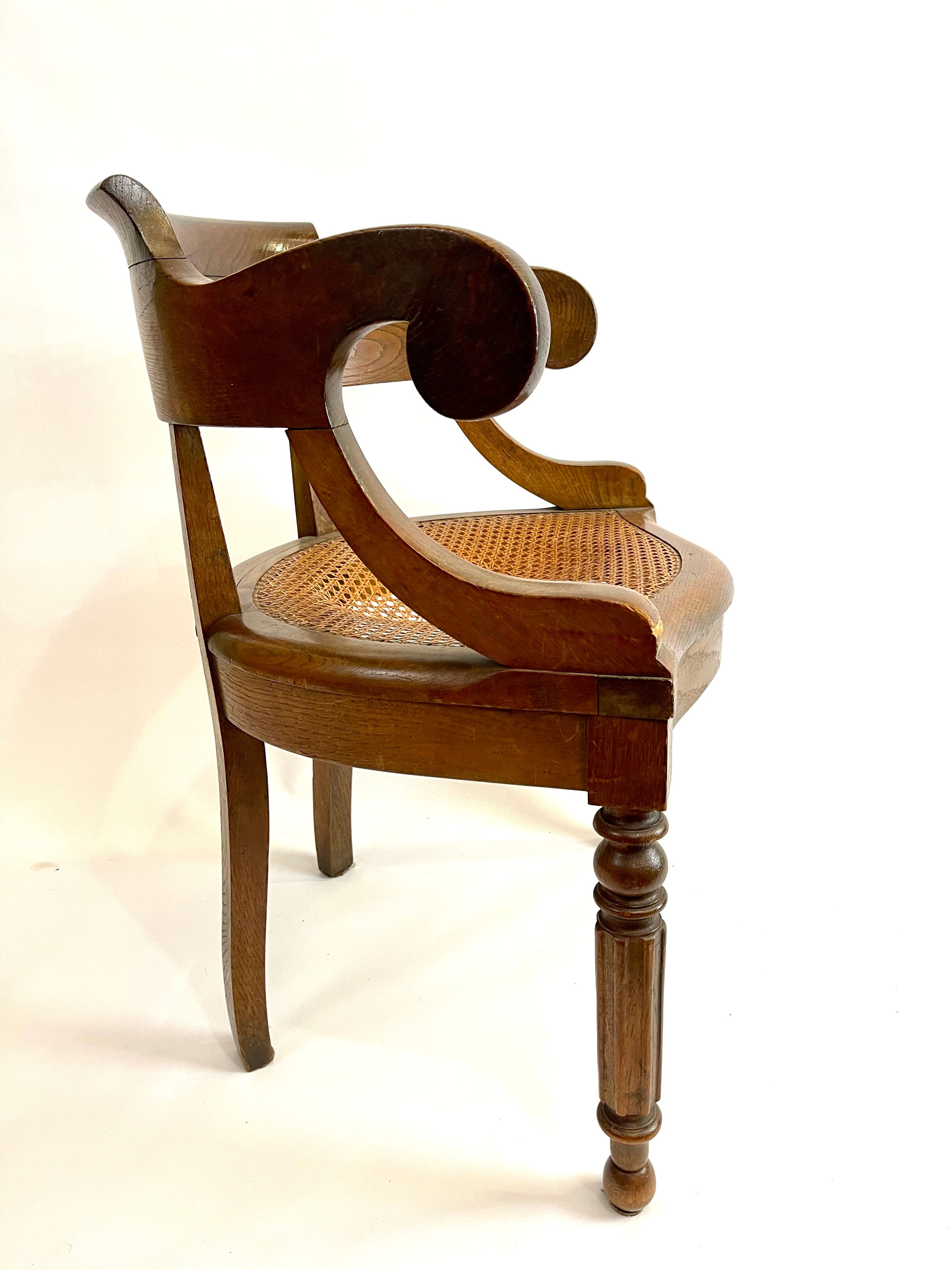 Antique office chair Louis Philippe sitting cannée