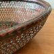 Japanese oval basket in negoro lacquered basketry (red lacquer on black background)