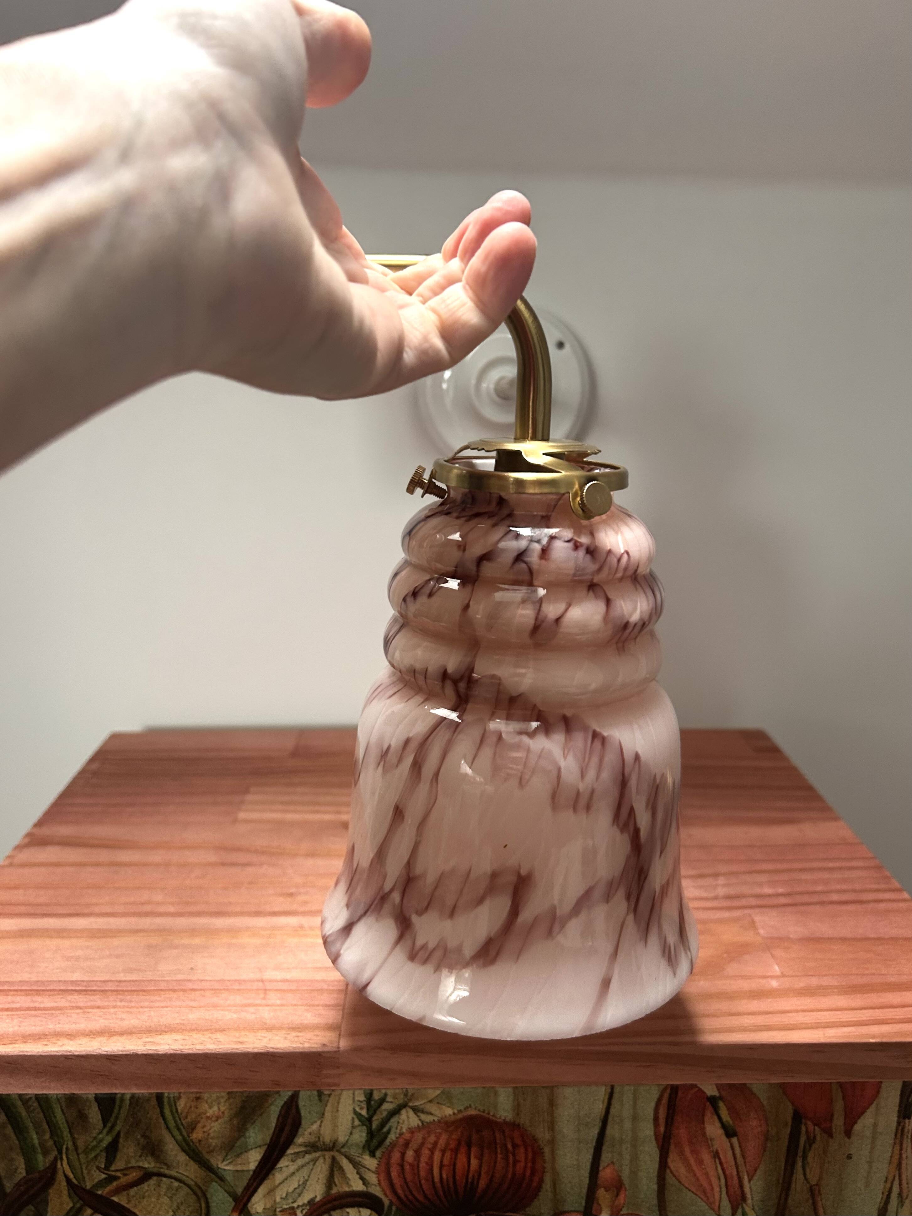 Pair of marbled pink opaline wall lights