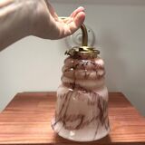 Paire d’appliques murales en opaline rose marbrée