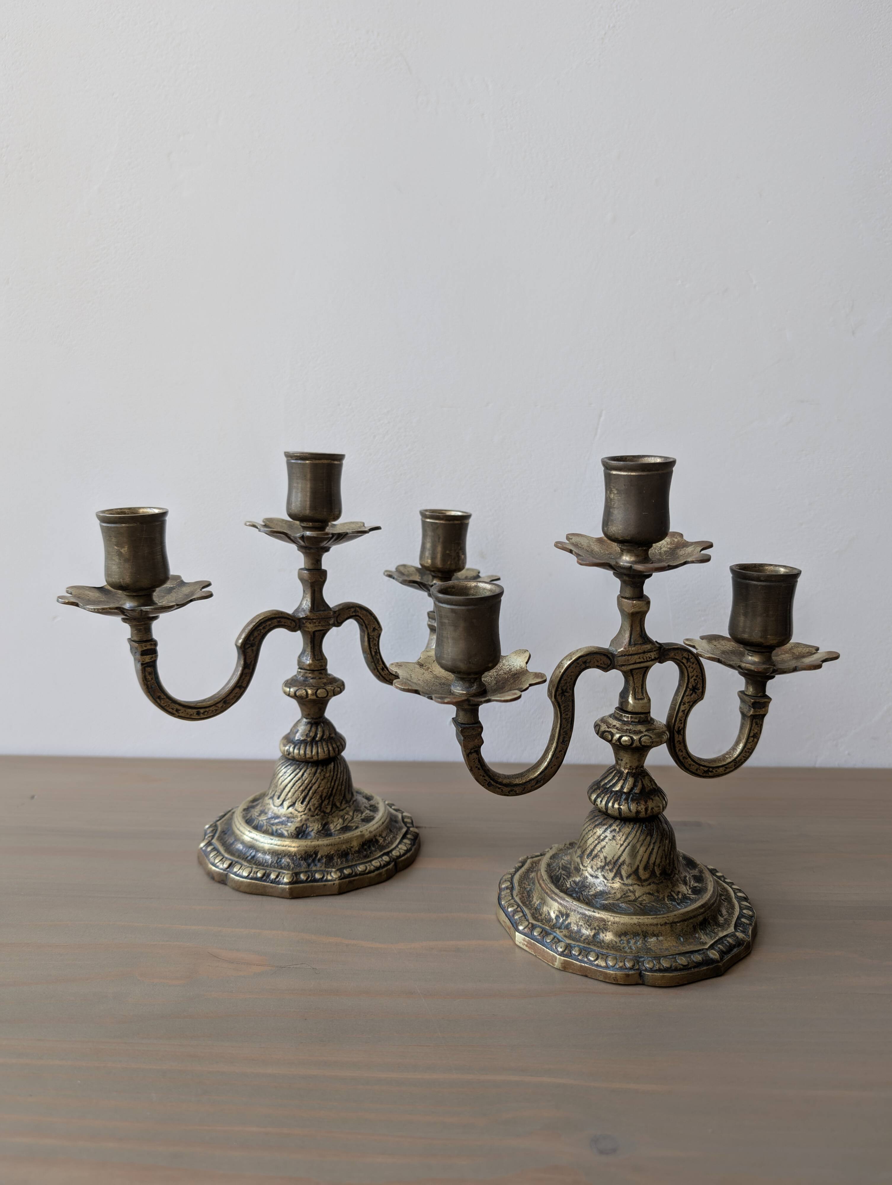 Pair of bronze candlesticks