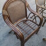 4 vintage rattan armchairs