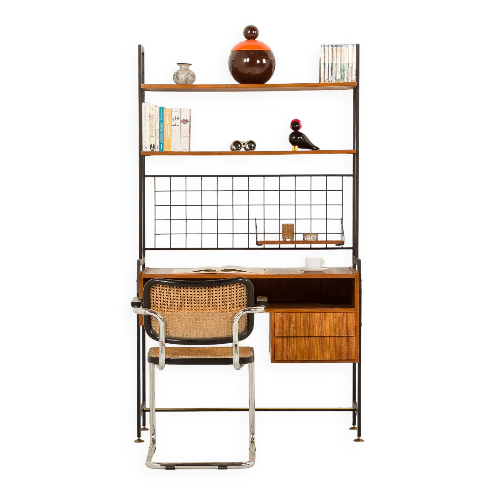 Italian mid century bookcase with a desk, 1970s