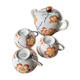 Lot tea cups and flower sugar bowls, Delvaux