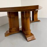 Ancienne table en noyer et loupe art déco année 30 France rallonges