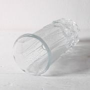 Small Vase / Vintage Clear Leaf Pattern Textured Glass Flower Vase Fidenza