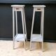 Pair of harnesses, pedestal table with plants, vintage wooden