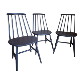 Lot de trois chaises scandinaves vintage