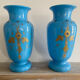 Pair of blue opaline vases