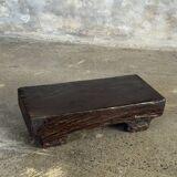 Small stool, black solid teak accent stool wabi-sabi L30 W8.5 H6.