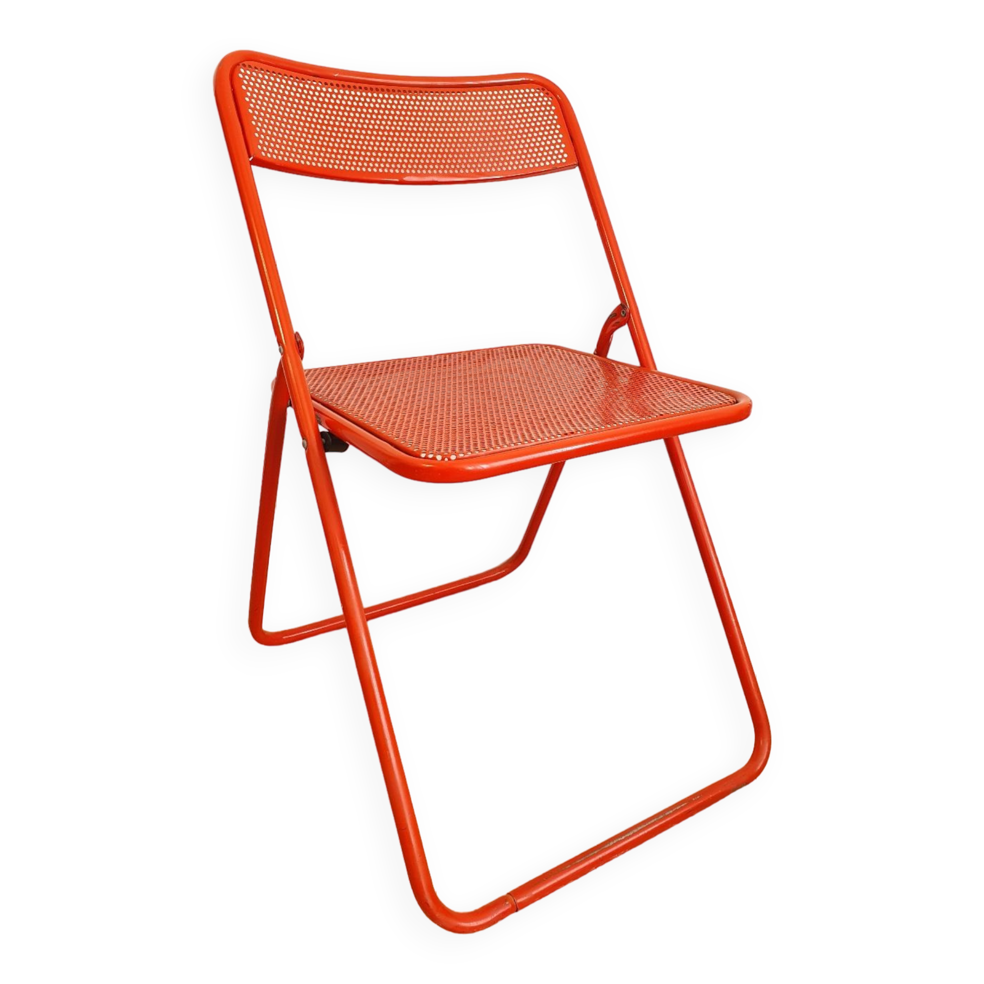 Perforated metal folding chair