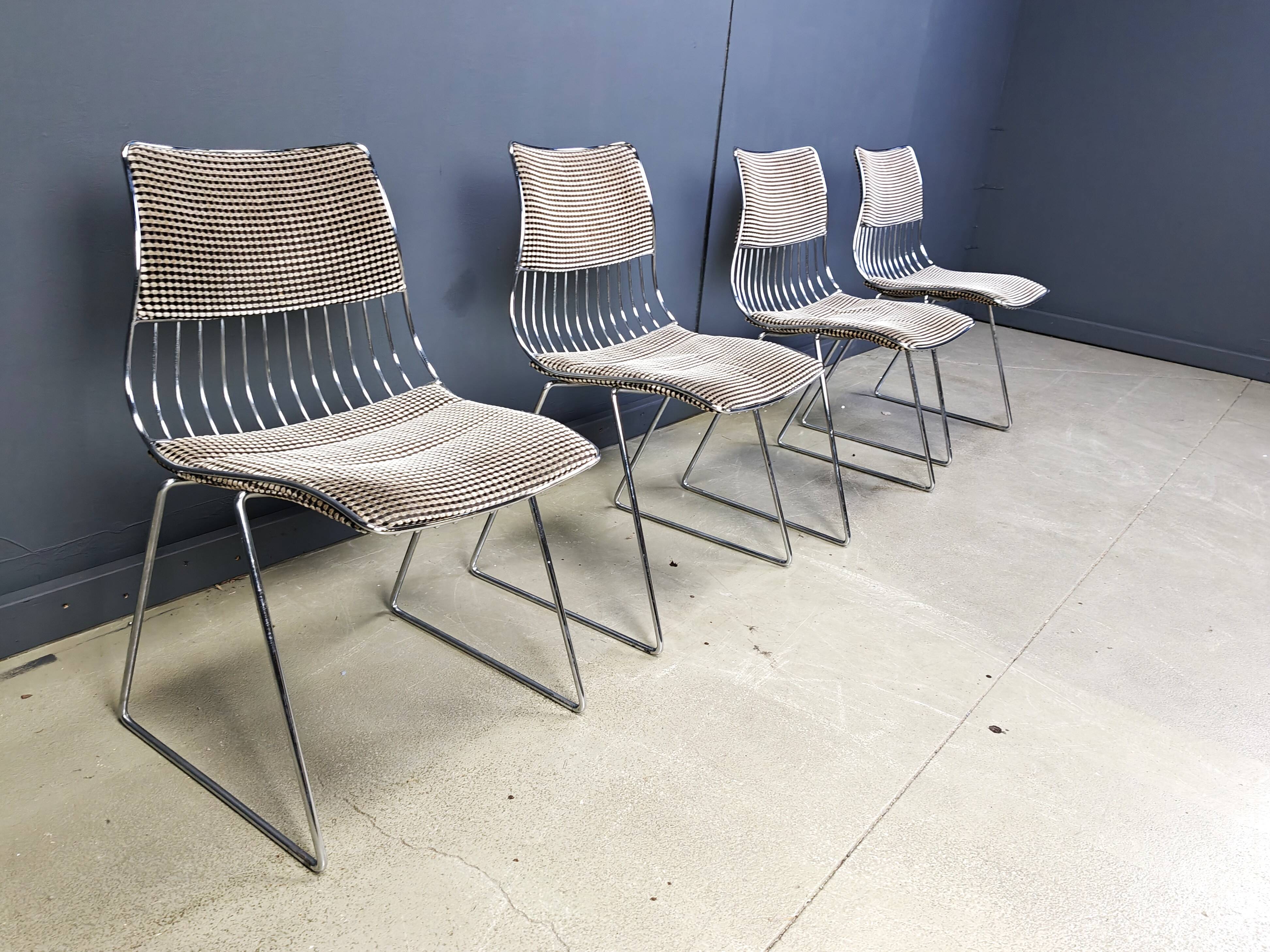 Set of 4 stacking dining chairs by Rudi Verelst for Novalux, 1970s