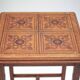 Wood table with marquetry, table with an antique parquet top, antique table.