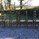 Vintage mulched chairs with high oak backrests with turned legs