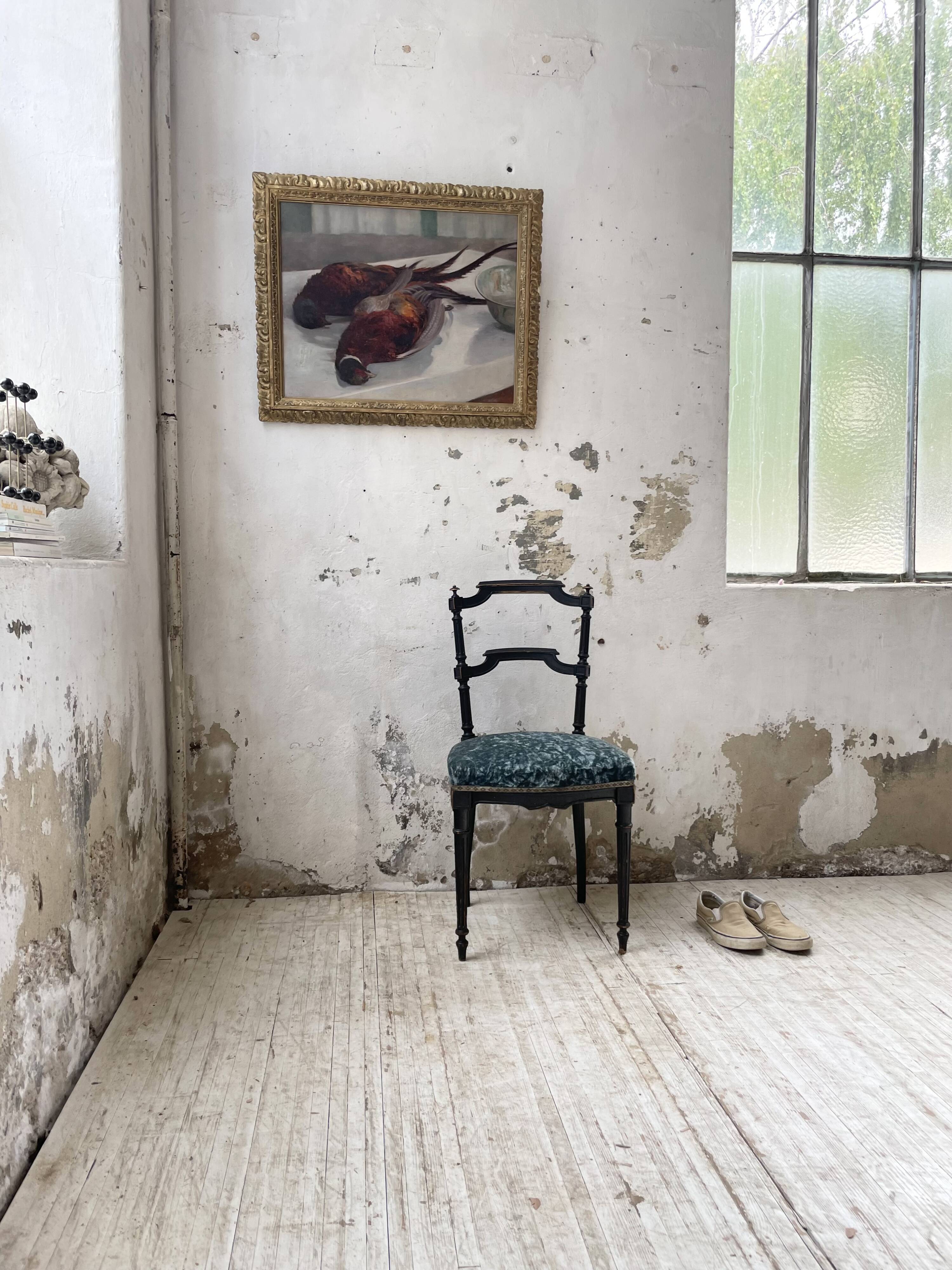 Chaise Napoléon 3 velours bleu