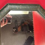 Mirror countryside wood and moulded stucco painted with gold garlands - 50 x 37 cm