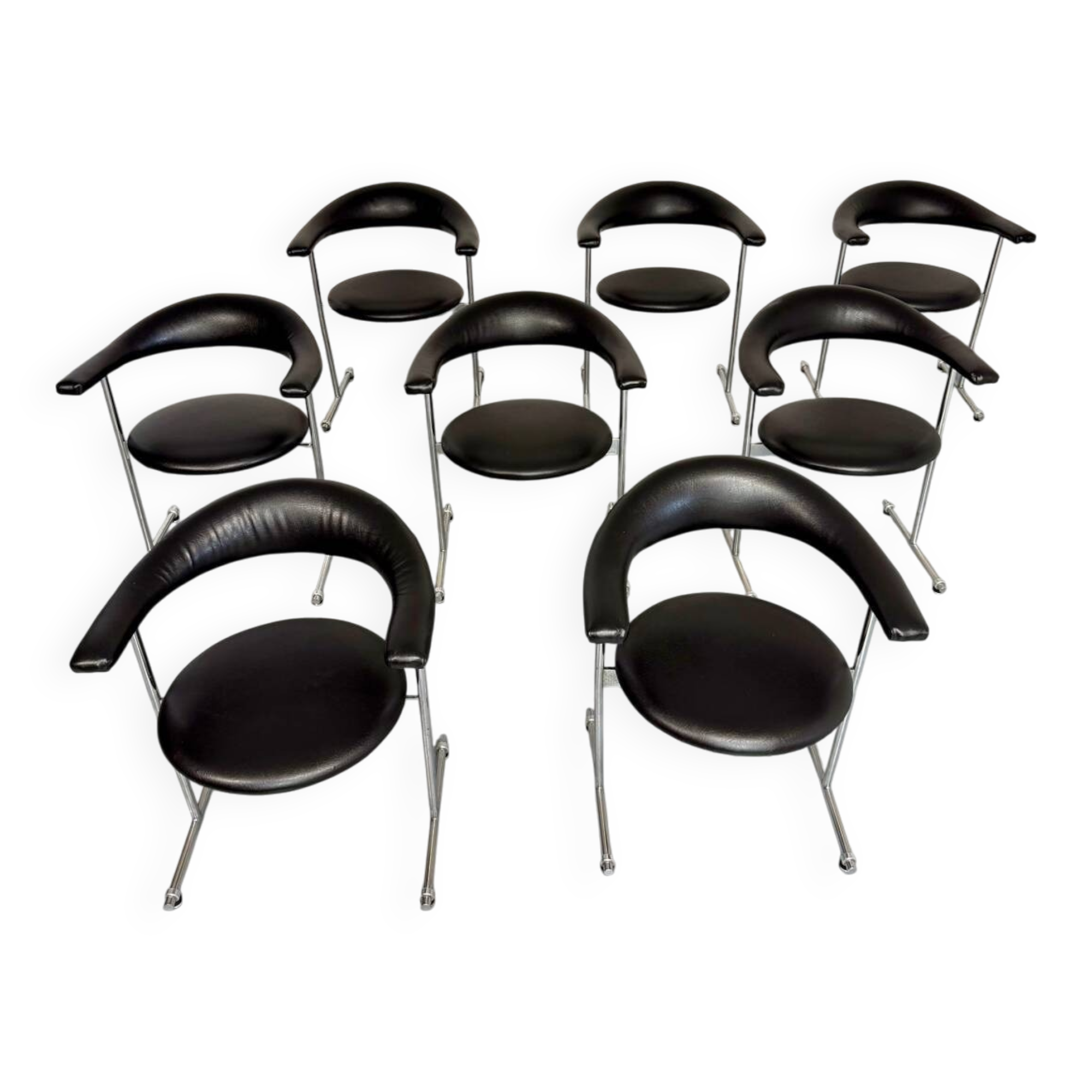 8 Airport Chairs Model 037 designed by Hans Kaufeld / Geoffrey Harcourt