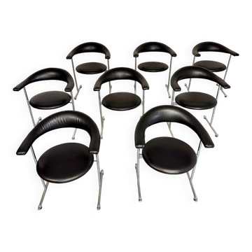 8 Chaises Airport Modèle 037 design Hans Kaufeld / Geoffrey Harcourt