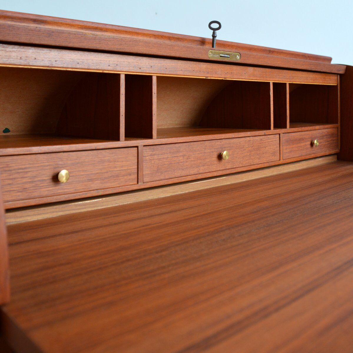 Swedish secretary sliding tray teak 1950s