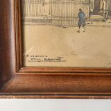 Auguste Drouot (1881- 1955) painting "The cathedral of Auxerre and its surroundings"