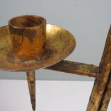 Grand vintage brutalist chandelier, Venetian style, sculptural metal.