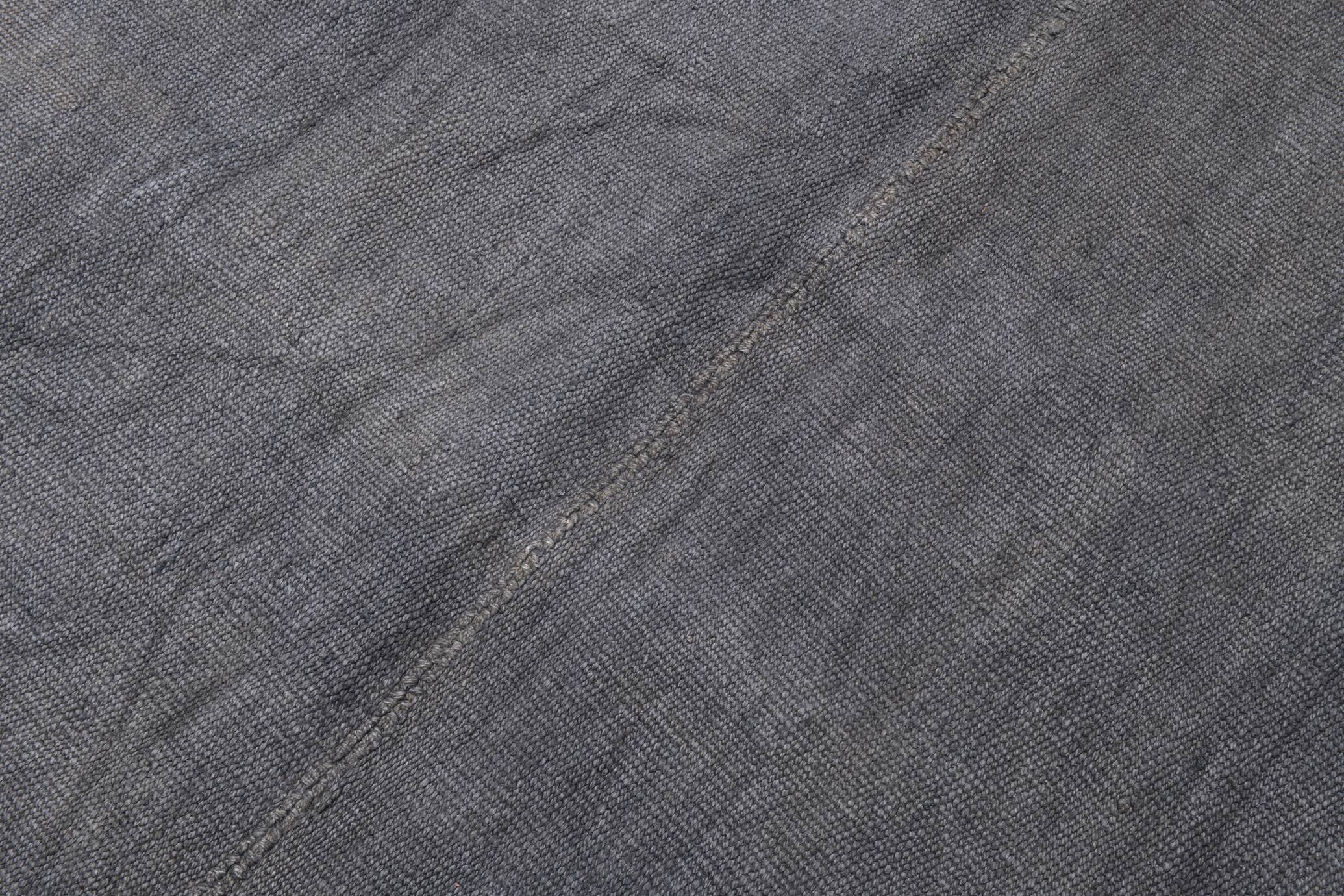 5x8 Anthracite Grey Handwoven Vintage Kilim Rug, 159x235 Cm