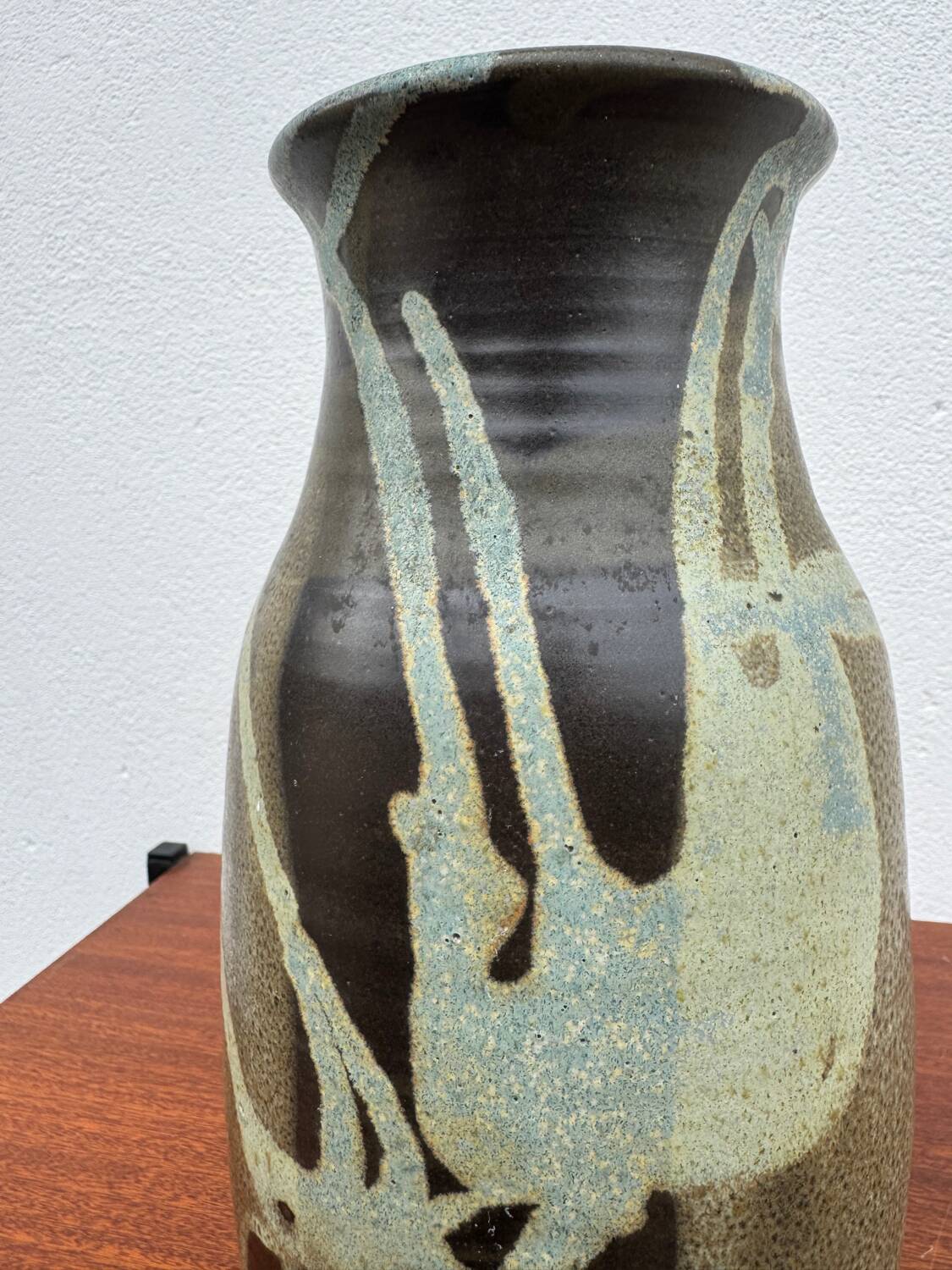 Stoneware vase with drips in the style of Jean Pointu