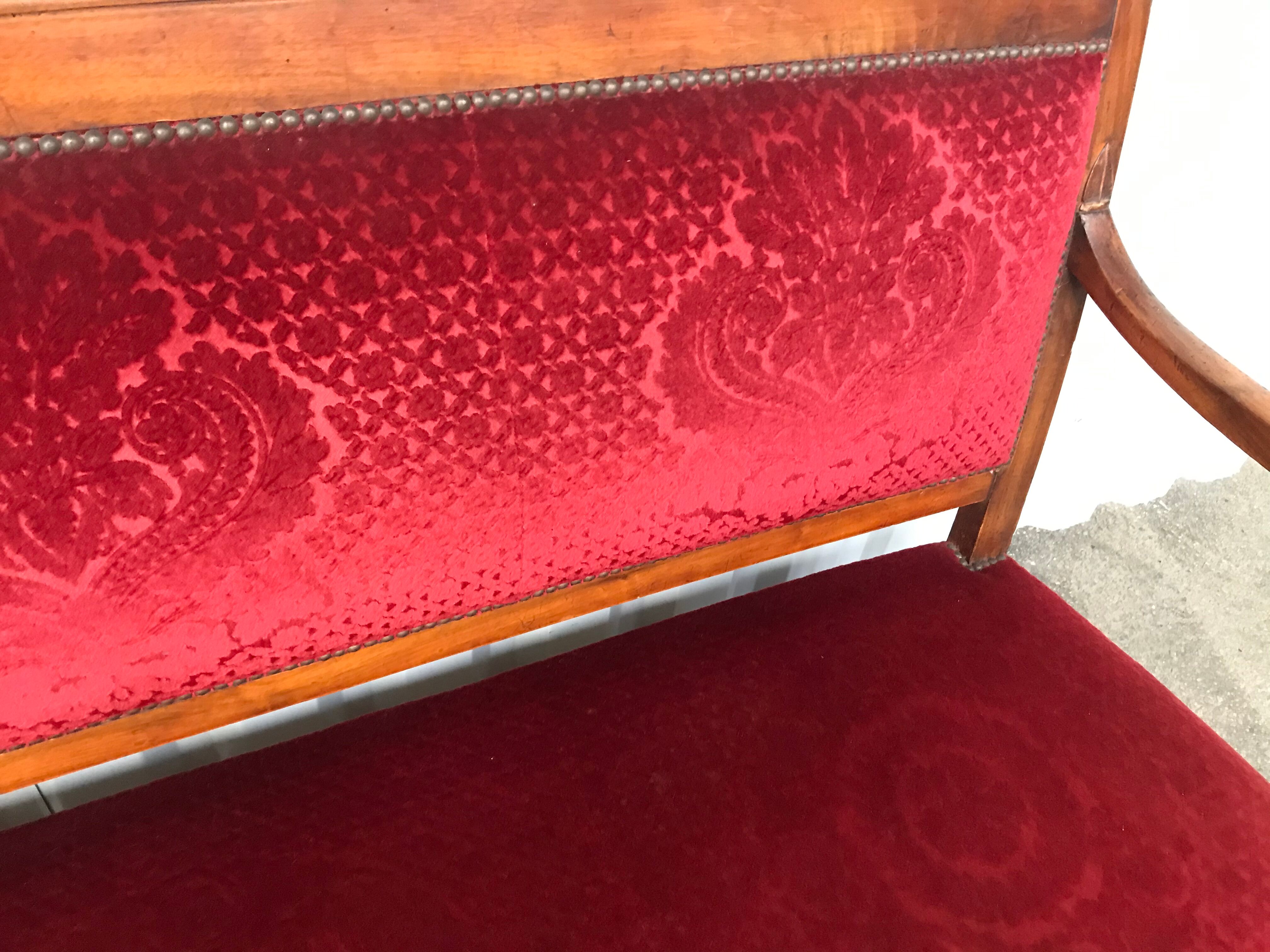 Empire Red velvet bench