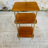 Three-shelf side table in teak and brass 60/70s