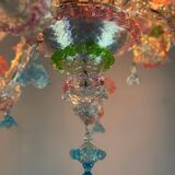 Rezzonico Venetian chandelier in multi-colored Murano glass, 9 light arms, circa 1940