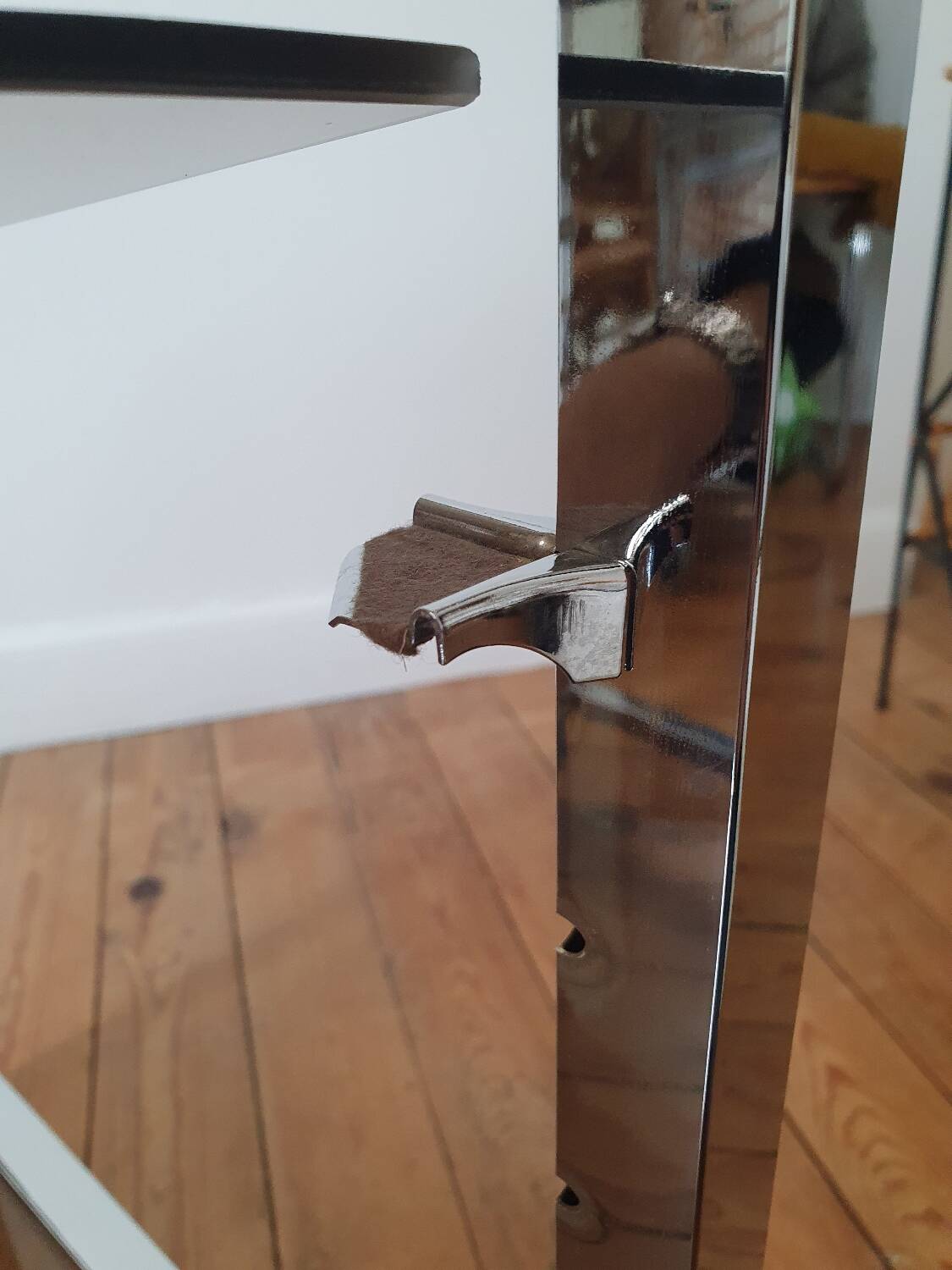 Serving cart in chromed metal and smoked glass, 1980s