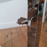 80s chrome and smoked glass rolling trolley