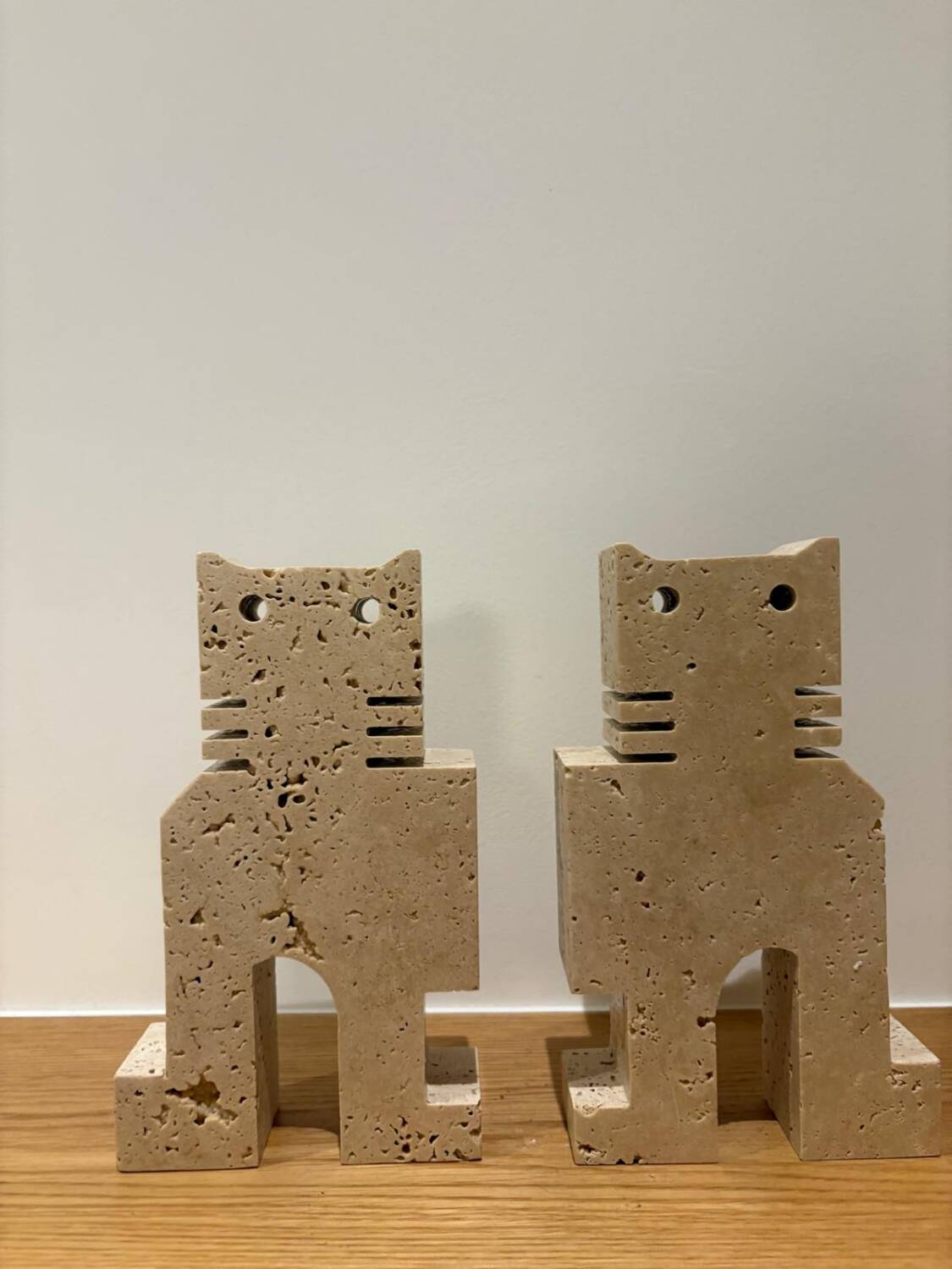 Paire de chats en travertin, Fratelli Mannelli, Italie, 1970s