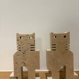 Paire de chats en travertin, Fratelli Mannelli, Italie, 1970s