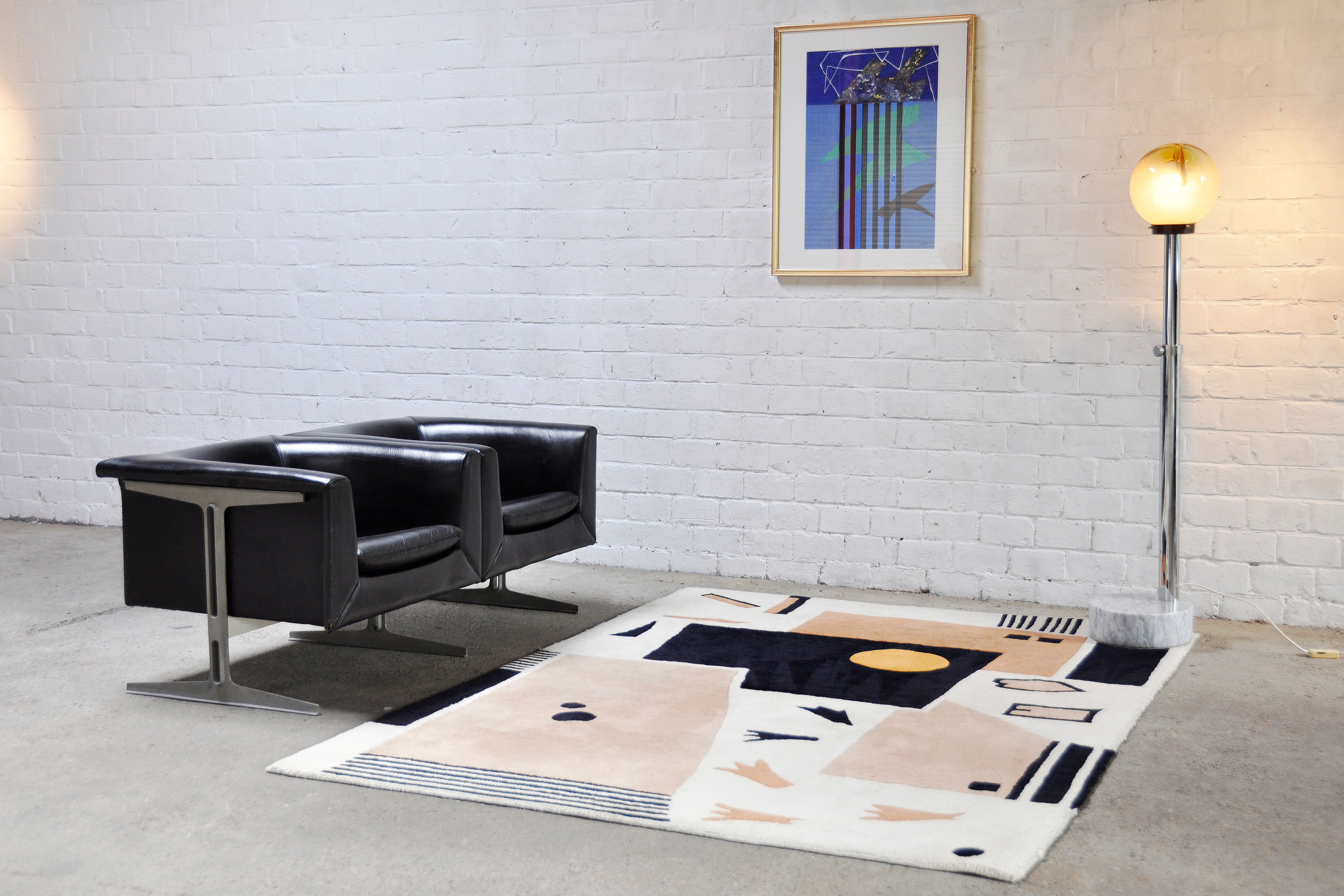 Vintage Handwoven Rug with Abstract Design, 1980s