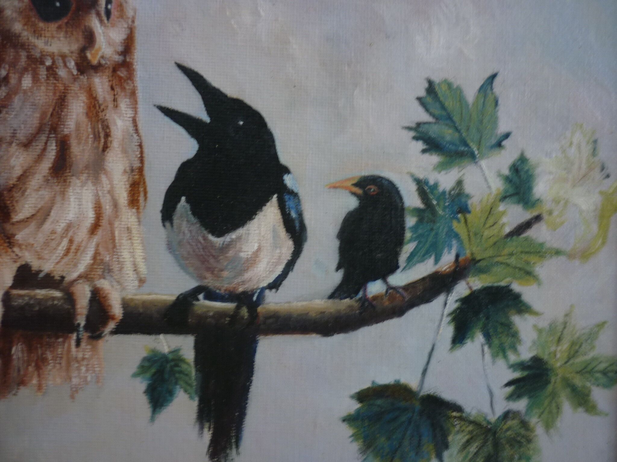 Painting birds on panel