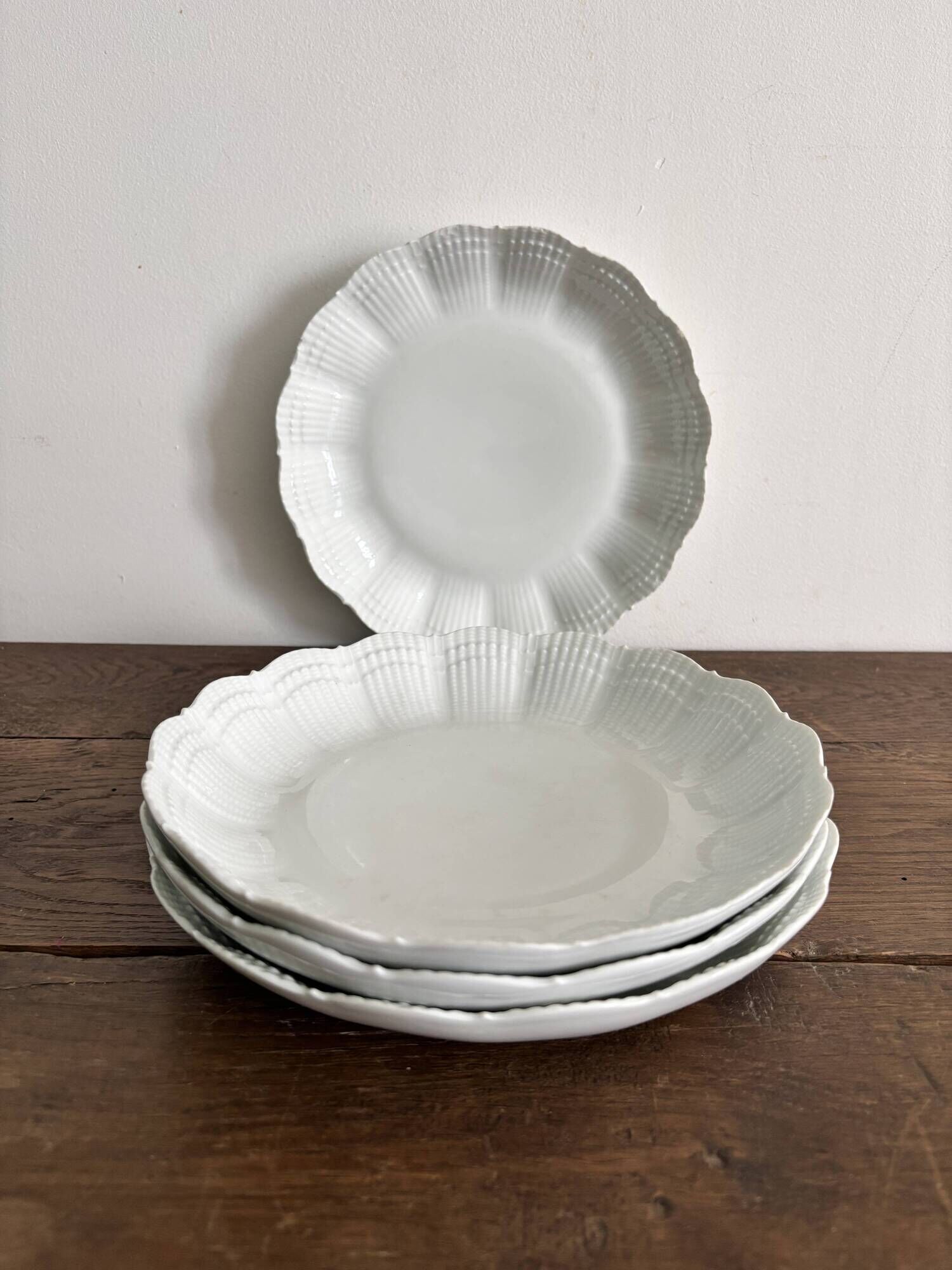 Set of 4 white porcelain deep plates – Giraud Limoges – 21.5