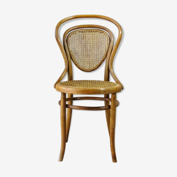 Chaise bistrot par Kohn n°41 noyer clair cannages neufs ,1890,bois-courbé