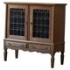20th-century mid-century solid oak sideboard with glass front, by a Danish cabinetmaker.