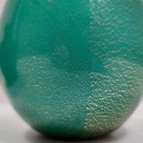 Green Cased Alga Glass Vase with Gold Leaf by Tomaso Buzzi for Venini