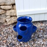 Blue glazed terracotta strawberry pot