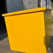 Large yellow painted pine farmhouse chest of drawers - Hungary 1940s, rustic style