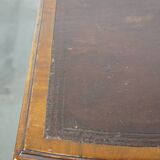 Antique wooden English desk from the late 19th century with a leather top