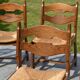 6 solid oak and straw chairs Guillerme et Chambron