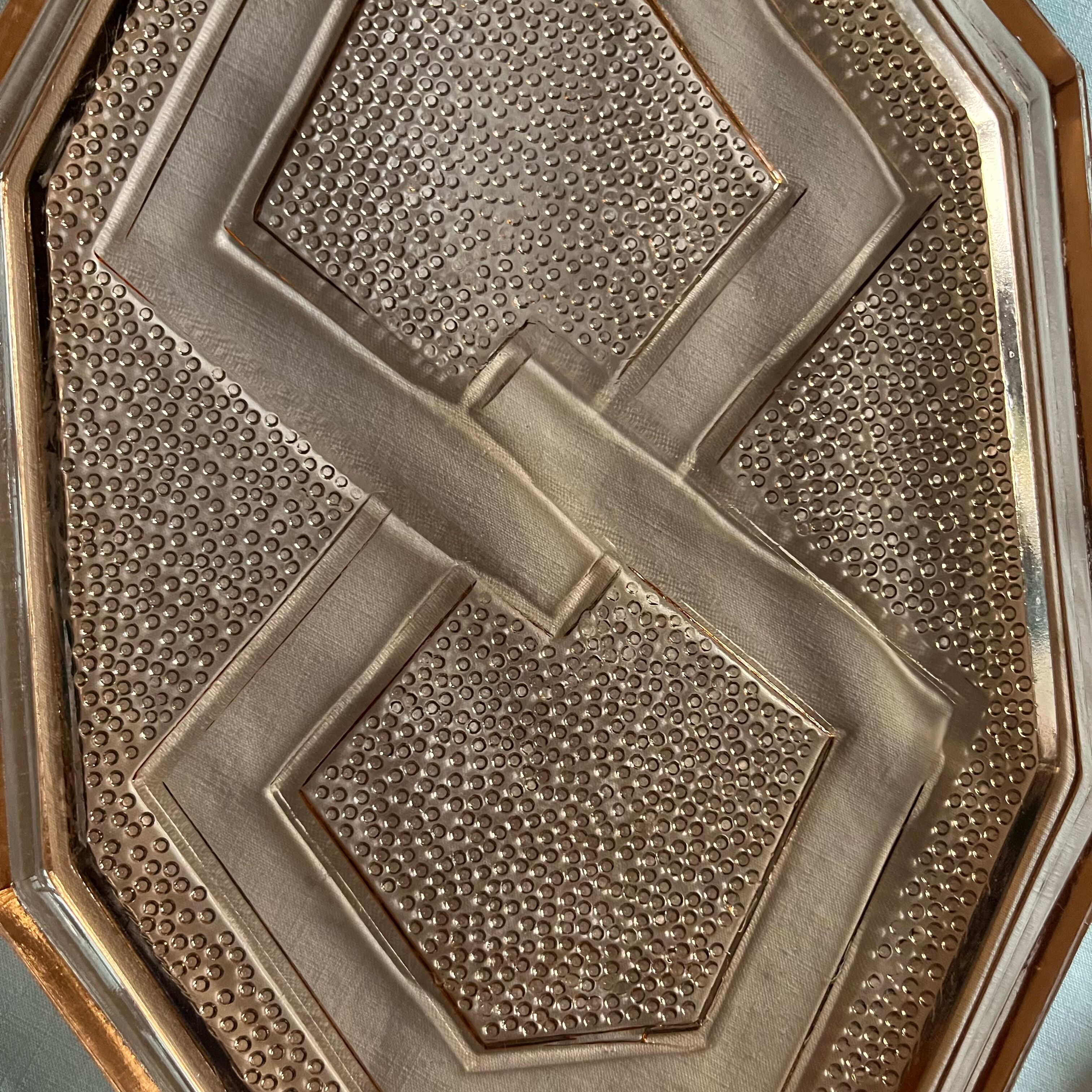 Set of 2 Art Deco glass trays