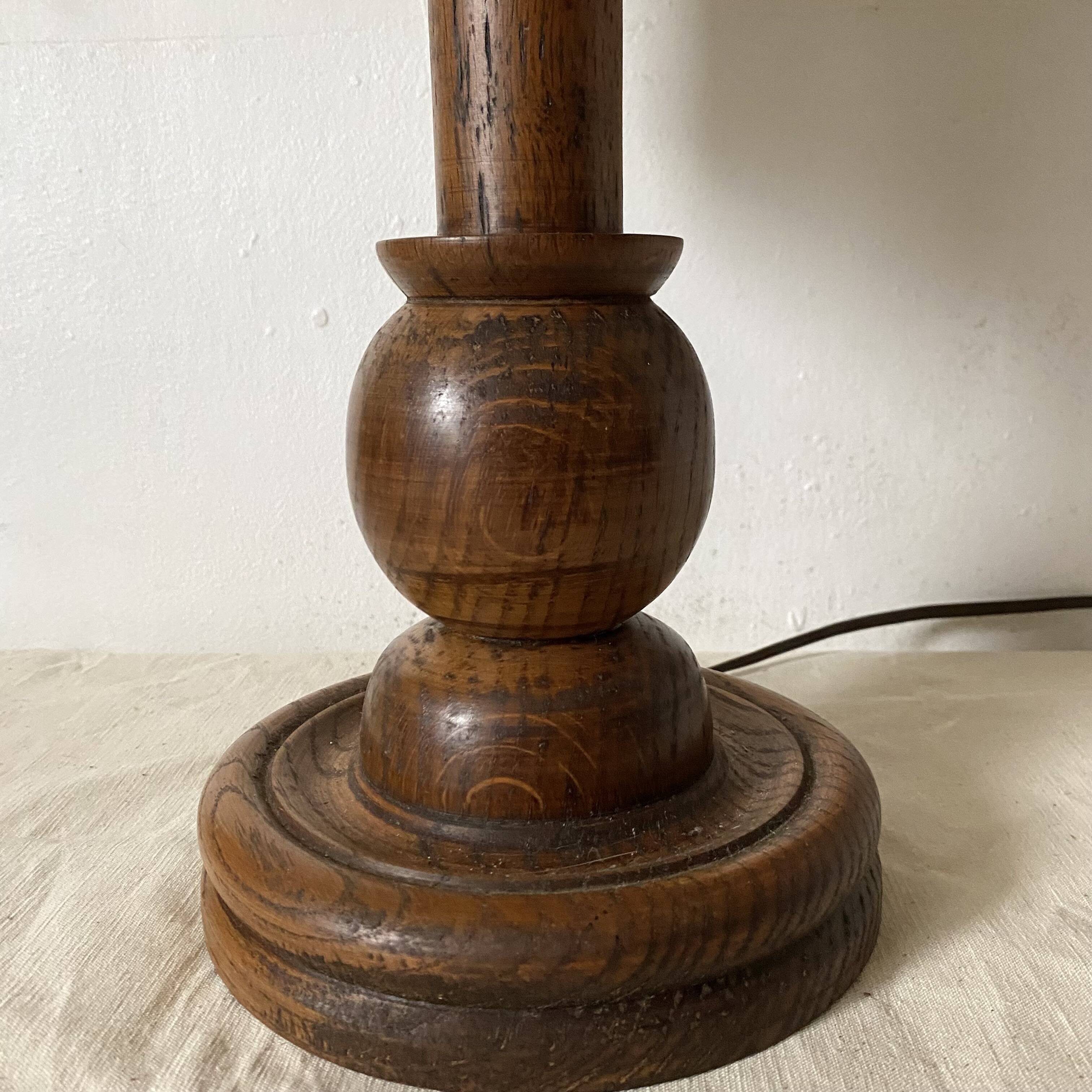 Lampe vintage bois tourné 56 cm , 1970