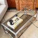 Table Basse Vintage Chrome & Verre Fumé (Style Belgo Chrom)